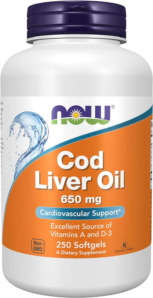 Now Supplements Cod Liver Oil 650MG Softgels , 250 ct
