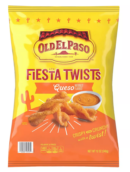 Old El Paso Fiesta Twists Queso Chips , 12 oz