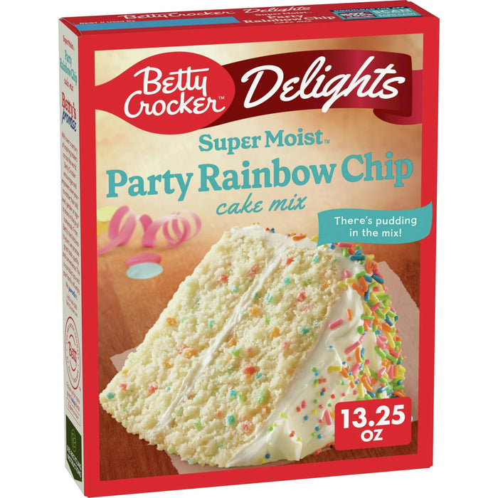 Betty Crocker Delights Super Moist Party Rainbow Chip Cake Mix, 13.25 oz