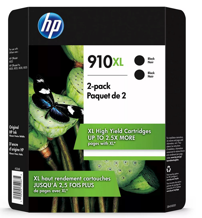 Hewlett Packard 910XL Black Ink Cartridges, 2-Pack , 2 ct
