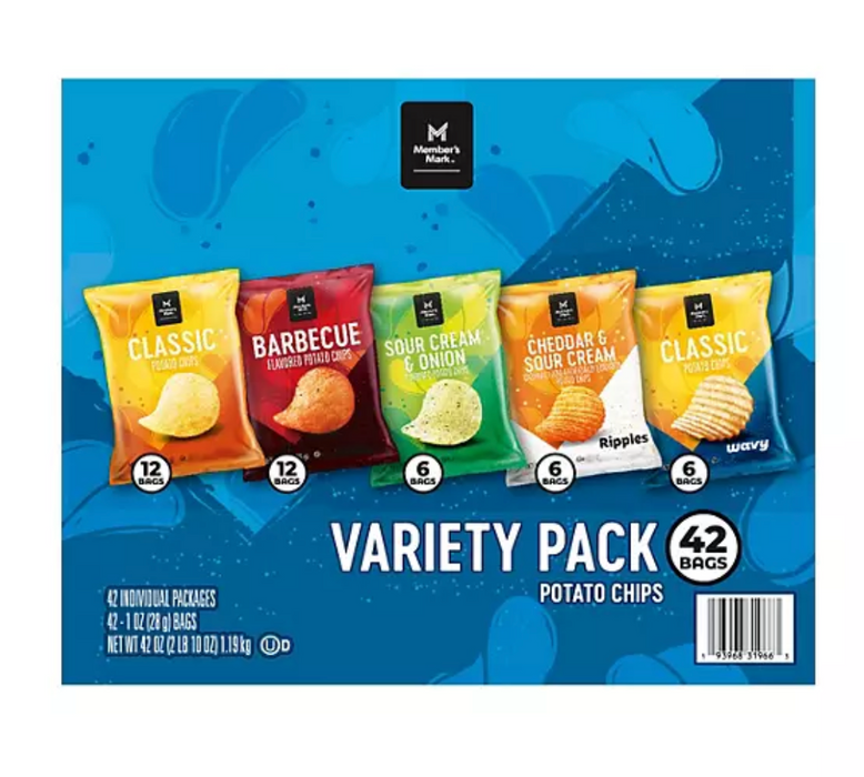 Member's Mark Potato Chips, Variety Pack, 42 ct