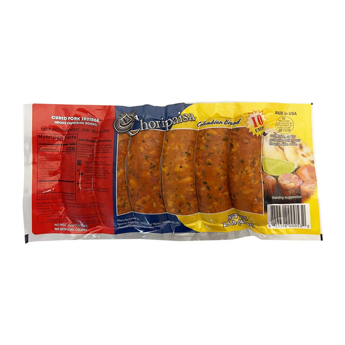 Choripaisa Colombian Style Pork Sausage Links, 2.5 lbs