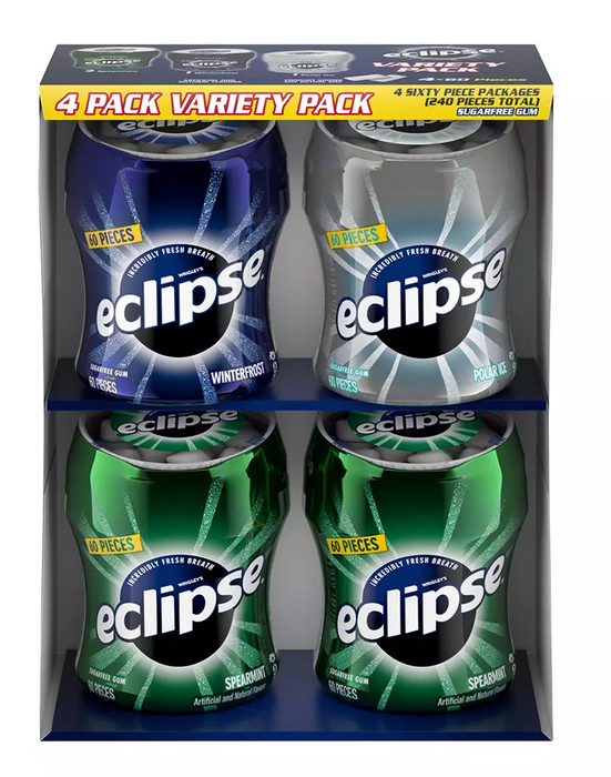 Eclipse Sugar-Free Gum Bottles, Vairety Pack  , 4 x 60 ct