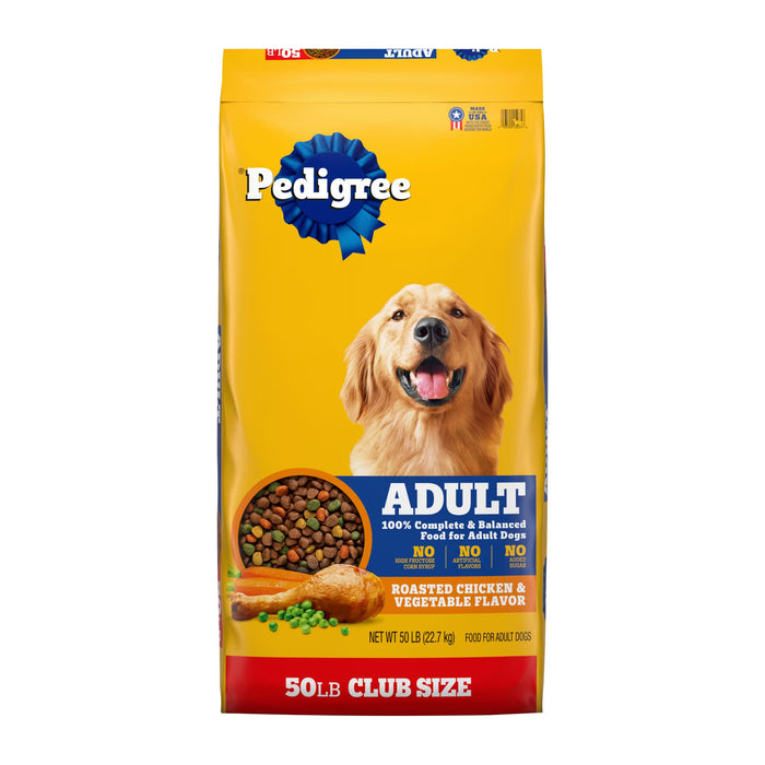 Pedigree Adult Roasted Chicken and Vegetable Dry Dog Food, 50 lbs