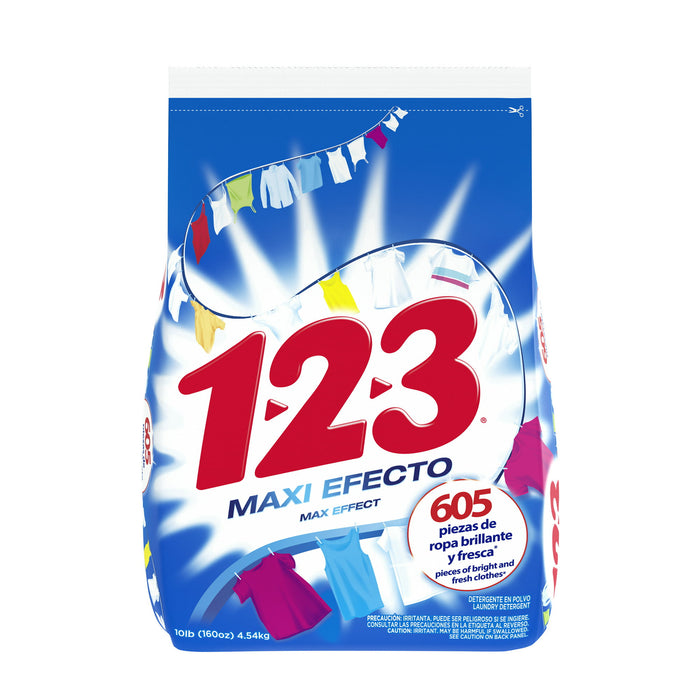 1-2-3 Powder Laundry Detergent, Max Effect, 4.54 kg