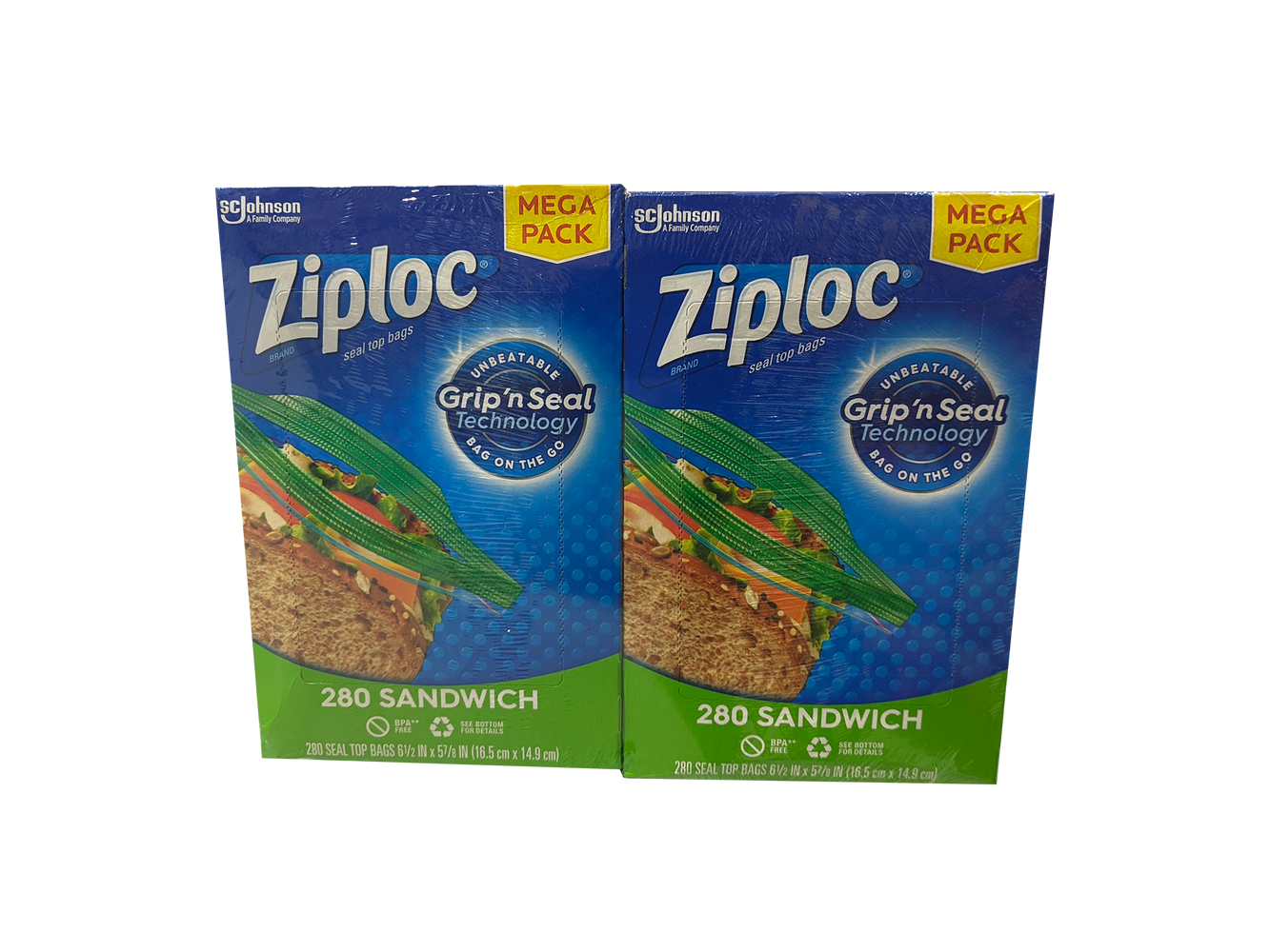 Ziploc Sandwich Bags, 2 X 280 ct