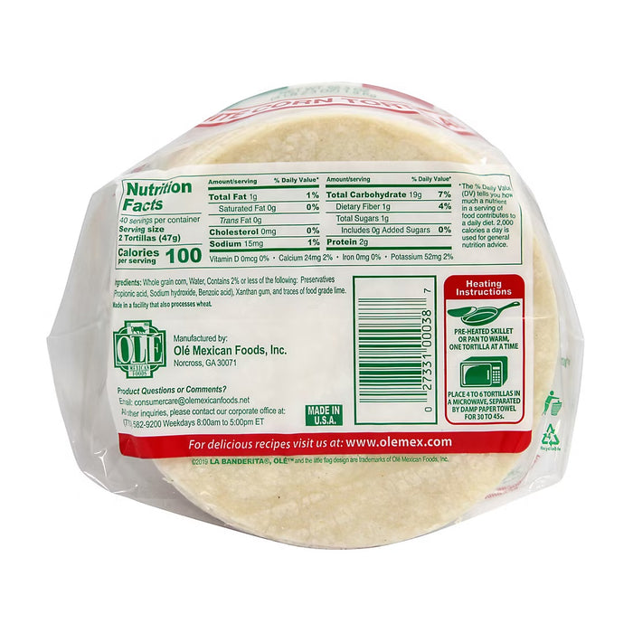 La Banderita White Corn Tortilla, 80 ct