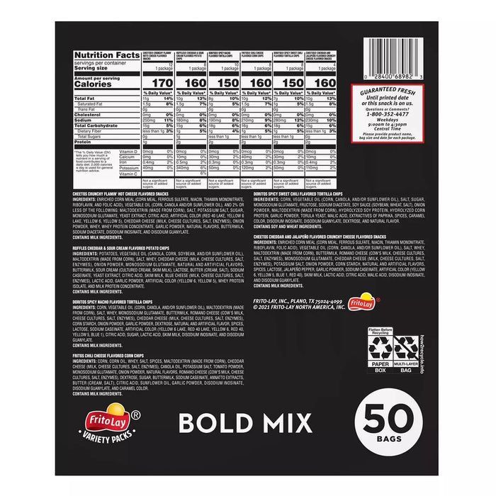 Frito-Lay Bold Mix Variety Pack, 50 ct