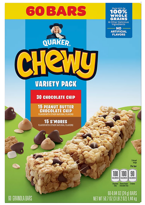 Quaker Chewy Granola Bars, Variety Pack , 60 ct