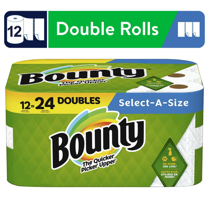 Bounty Select-a-Size Paper Towels, 12 Double Rolls, White, 12 ct