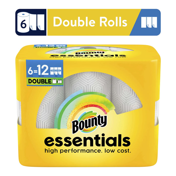 Bounty Paper Towels, Select-a-Size, Essentials 6 Double Rolls, White, 6 ct