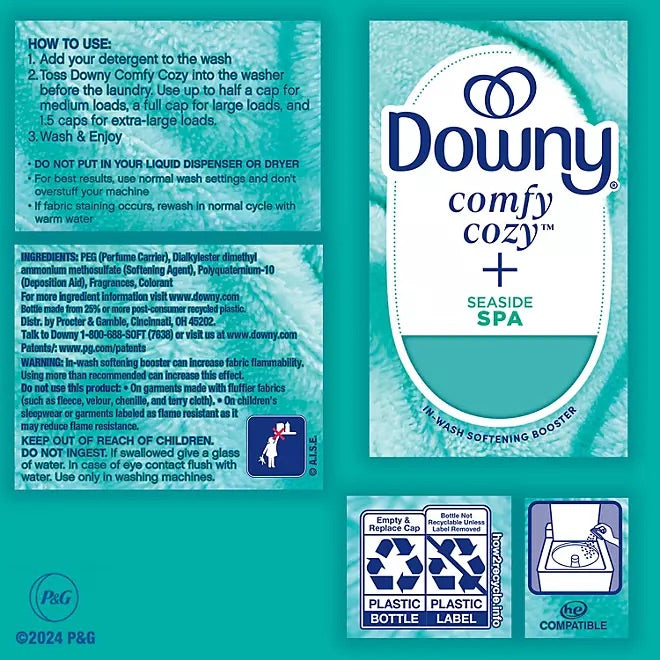 Downy Comfy Cozy In-Wash Laundry Scent Booster Beads, Seaside Spa Scent, 32.1 oz