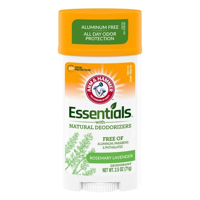 Arm & Hammer Essentials Deodorant, Fresh Rosemary Lavender, Wide Stick, 2.5 oz