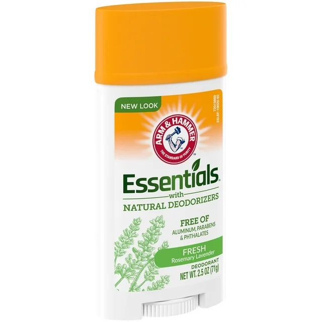 Arm & Hammer Essentials Deodorant, Fresh Rosemary Lavender, Wide Stick, 2.5 oz