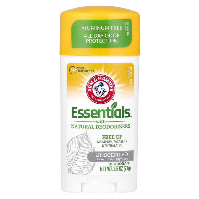 Arm & Hammer, Essentials with Natural Deodorizers, Deodorant, Unscented, 2.5 oz