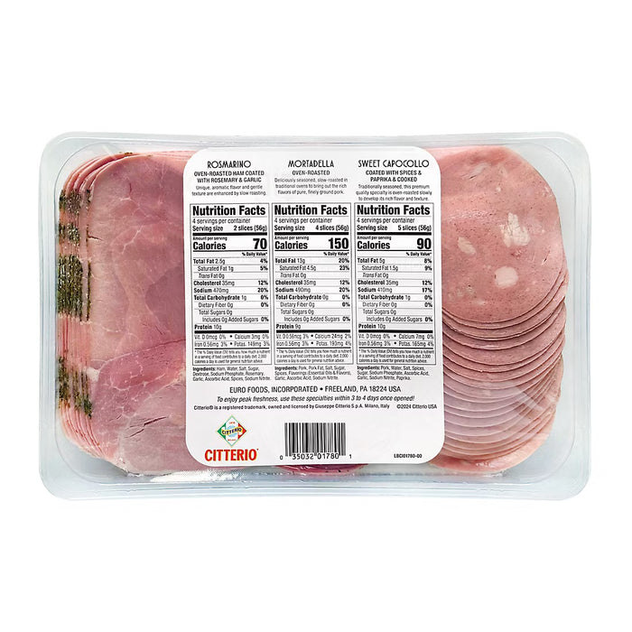 Citterio Antipasto Italiano Rosmarino, Mortadella & Sweet Capocollo, 24 oz