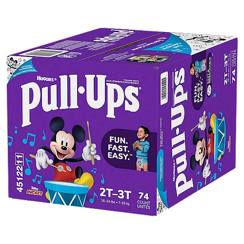 Huggies Pull-Ups Boys' Potty Training Pants, 2T-3T (16-34 lbs), 74 ct