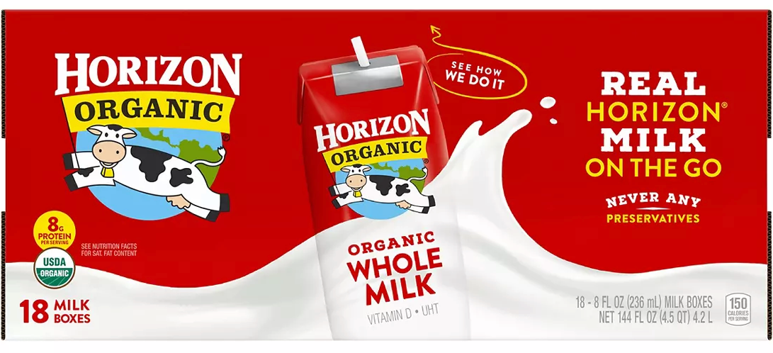 Horizon Organic Whole Milk, 18-Pack , 18 x 8 oz