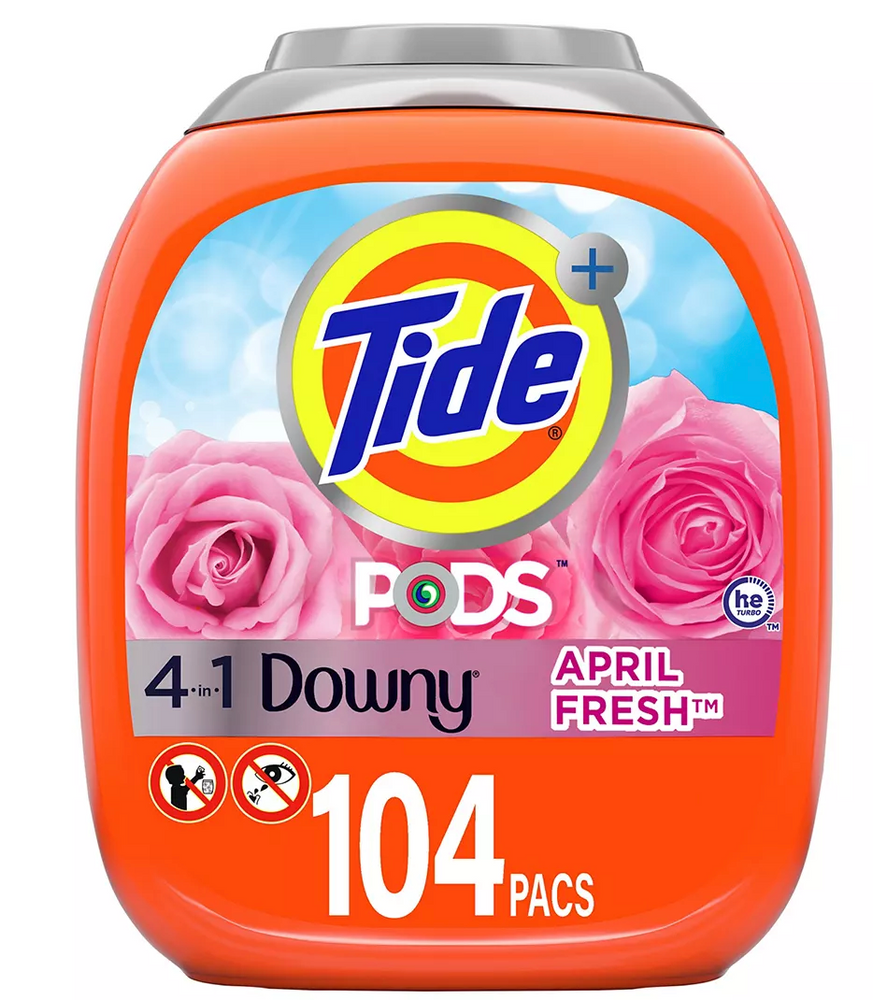 Tide PODS With Down, Liquid Laundry Detergent Pacs, April Fresh Scent , 104 ct