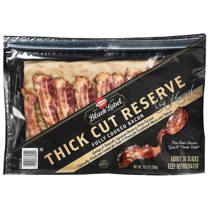 Hormel Black Thick Cut Fully Cooked Bacon, 10.5 oz