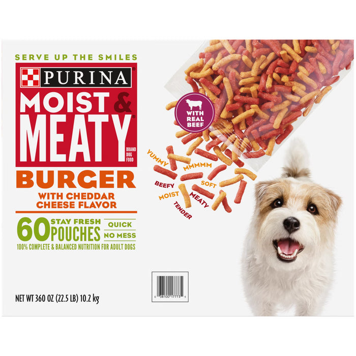 Purina Moist & Meaty Burger with Cheddar Cheese Flavor Dog Food, 60 x 6 oz
