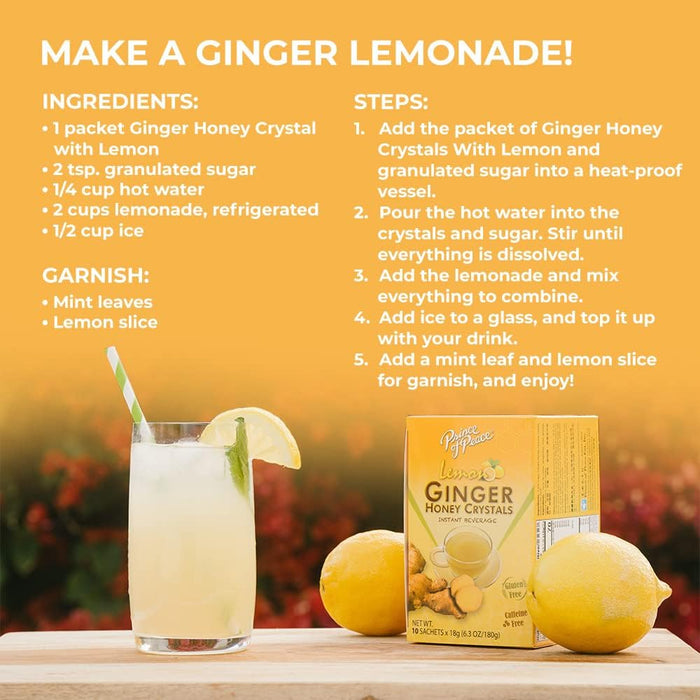Prince of Peace Ginger Honey Crystals - Instant Beverage Lemon, 30 ct