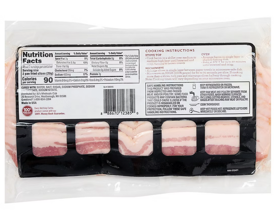 Wellsley Farms Bacon, 3-Pack , 3 x 1 lbs