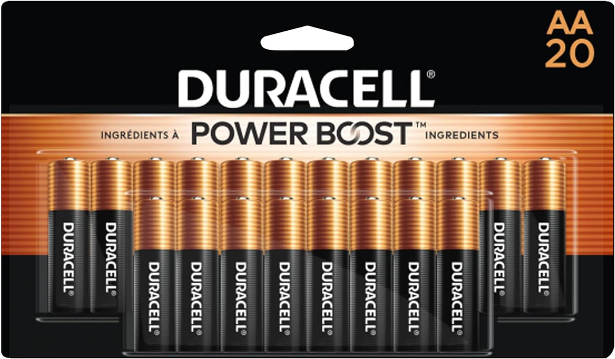 DURACELL AA Coppertop Alkaline Batteries with Duralock Power Preserve Technology, 20-Pack, 20 ct