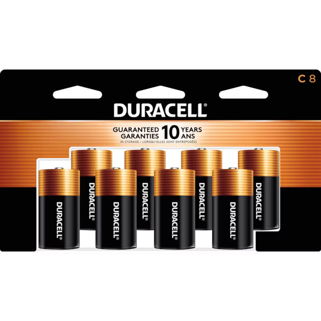 Duracell Coppertop Alkaline C Batteries, 8 pcs