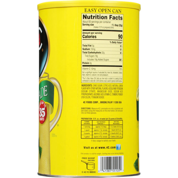 4C Powdered Soft Drink Mix Lemonade, 35 qt