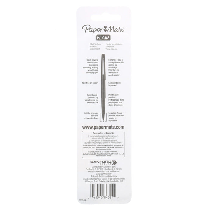 Paper Mate Flair Felt Tip Pens, Medium, 2 ct