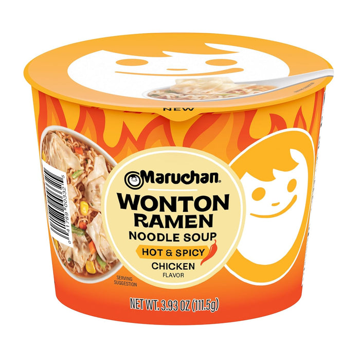 Maruchan Microwavable Wonton Bowl, Hot & Spicy Chicken, 3.93 oz