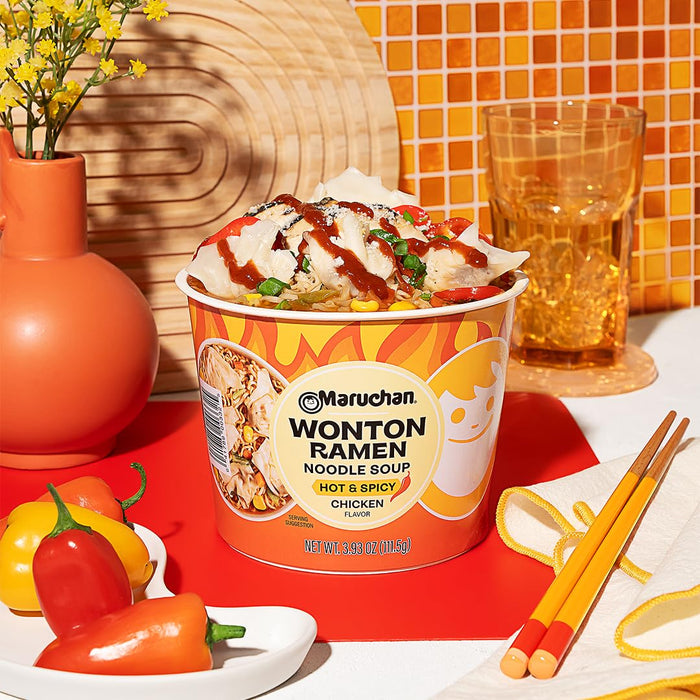 Maruchan Microwavable Wonton Bowl, Hot & Spicy Chicken, 3.93 oz