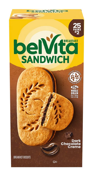 Belvita Dark Chocolate Crème Breakfast Sandwich, 12-Pack , 12 x 1.76 oz