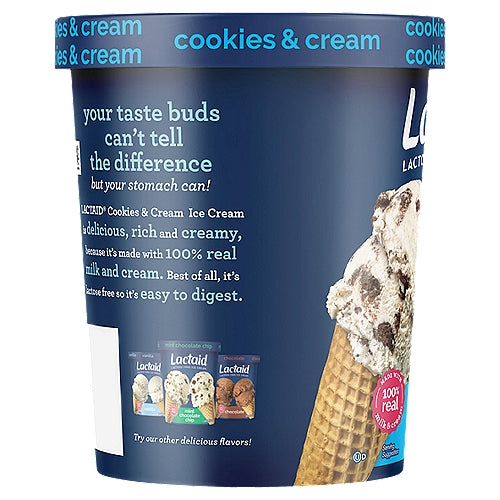 Lactaid 100% Lactose-Free Cookies & Cream Ice Cream , 32 oz