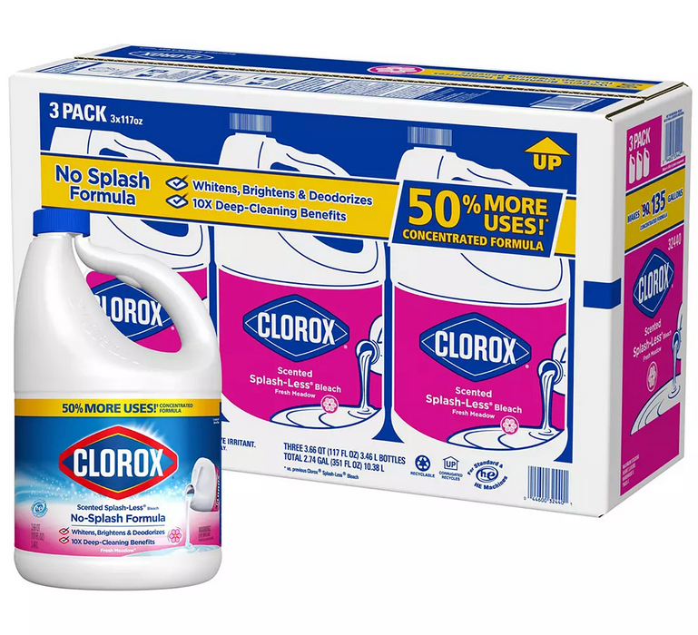 Clorox No-Splash Scented Bleach Formula, 3-Pack , 3 x 117 oz