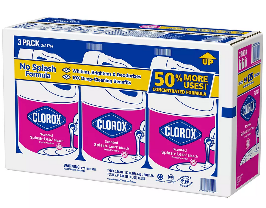 Clorox No-Splash Scented Bleach Formula, 3-Pack , 3 x 117 oz