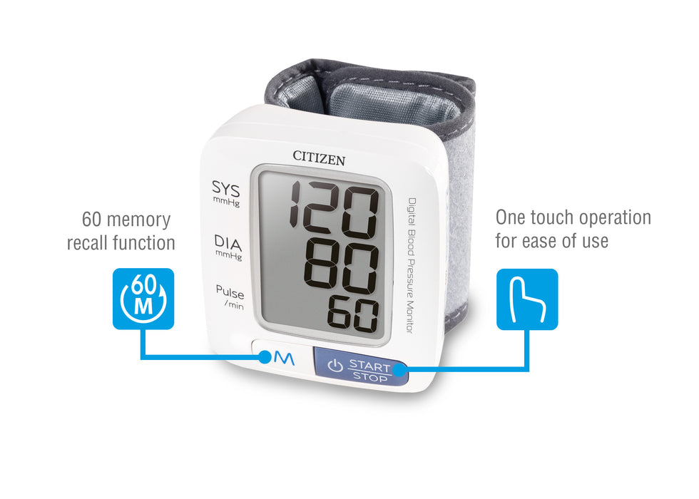 Citizen CH-650 Blood Pressure Monitor, Digital Wrist BPM, 1 pc