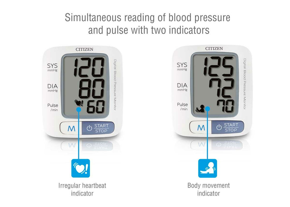 Citizen CH-650 Blood Pressure Monitor, Digital Wrist BPM, 1 pc