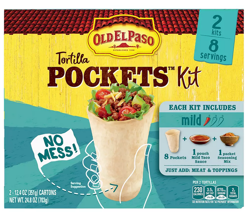 Old EL Paso Tortilla Pockets Kit , 2 x 12.4 oz