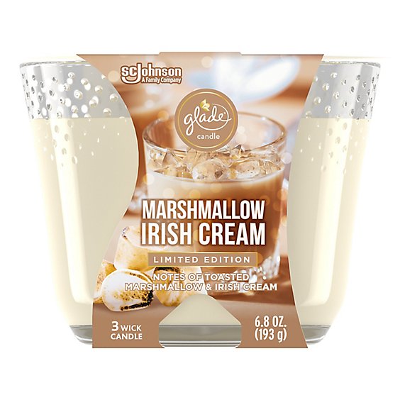 Glade Candle Marshmallow Irish Cream, Fragrance Candle Infused with Essential Oils, Air Freshener Candle, 3-Wick Candle, 193 gr