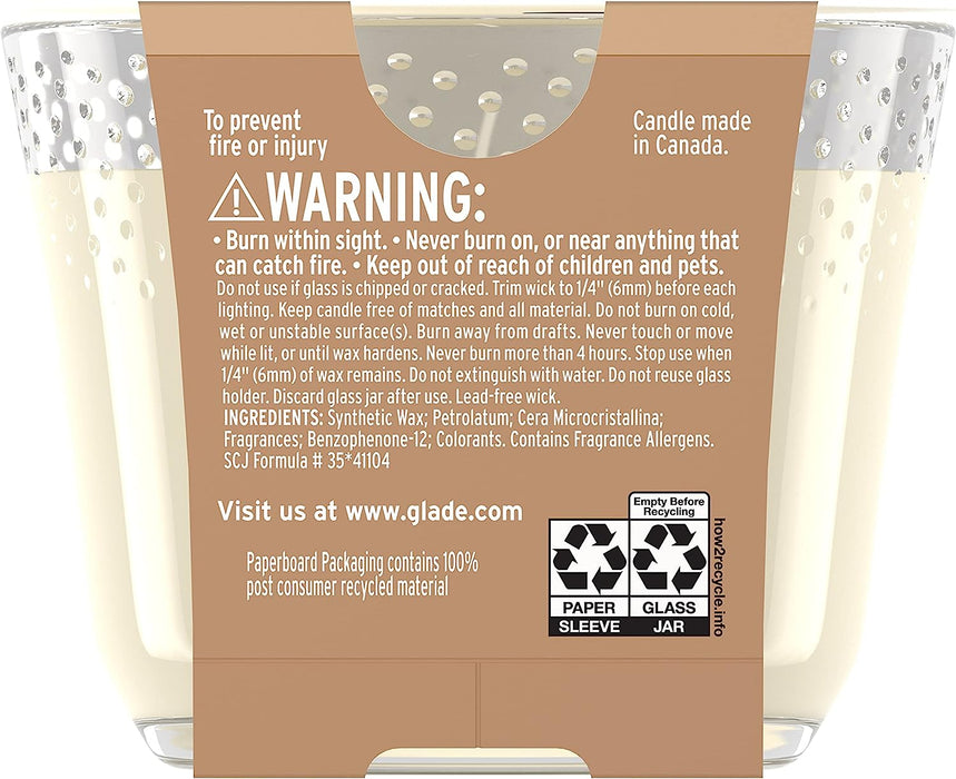 Glade Candle Marshmallow Irish Cream, Fragrance Candle Infused with Essential Oils, Air Freshener Candle, 3-Wick Candle, 193 gr