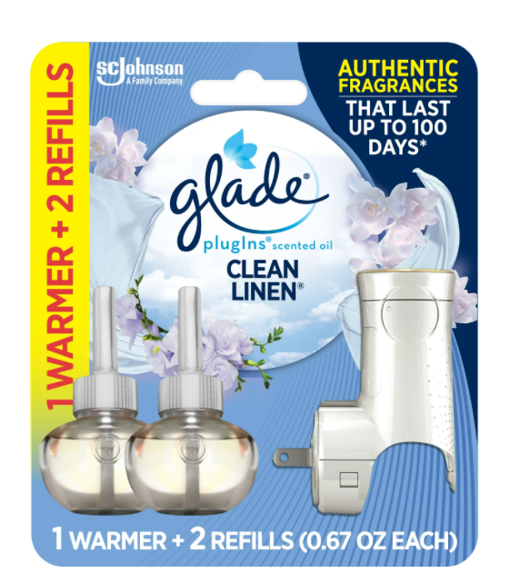 Glade PlugIns Refills Air Freshener, Scented and Essential Oils for Home and Bathroom, Clean Linen, 2 x 0.67 oz