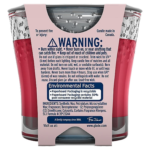 Glade Candle Apple Cinnamon Scent, 1-Wick, 3.4 oz