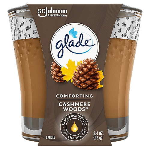 Glade Candle Comforting Cashmere Woods Scent, 1-Wick, 3.4 oz