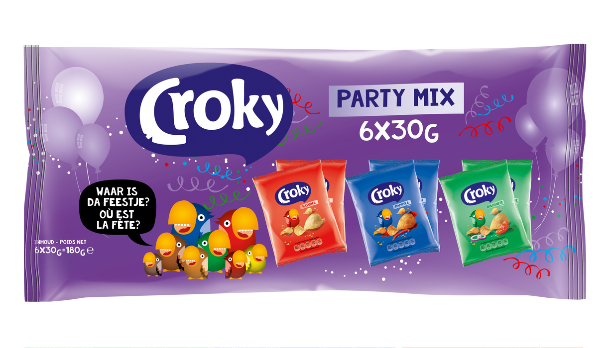 Croky Party Mix Potato Chips , 6 x 30 gr