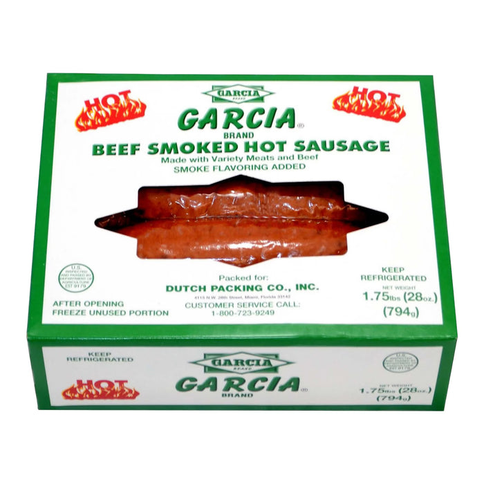 Garcia Beef Smoked Hot Sausage, 1.75 lbs