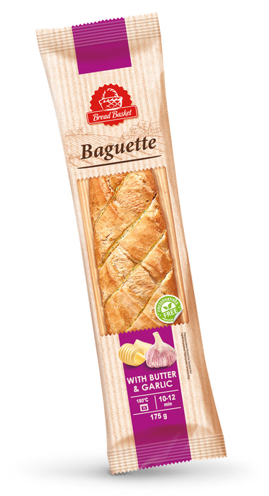 Bread Basket White Butter & Garlic Frozen Baguette, 175 gr