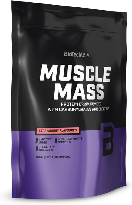 BiotechUSA Muscle Mass Protein Drink Powder, Strawberry Flavoured , 1 kg