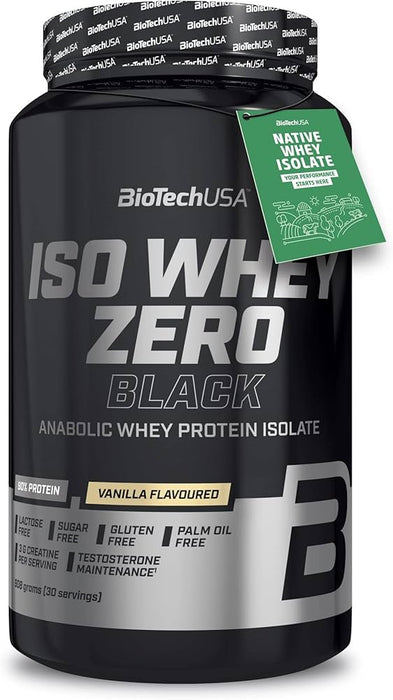 BiotechUSA Iso Whey Zero Black | with Creatine, Zinc, Vitamin B3 & Amino Acids, Vanilla Flavoured, 908 gr